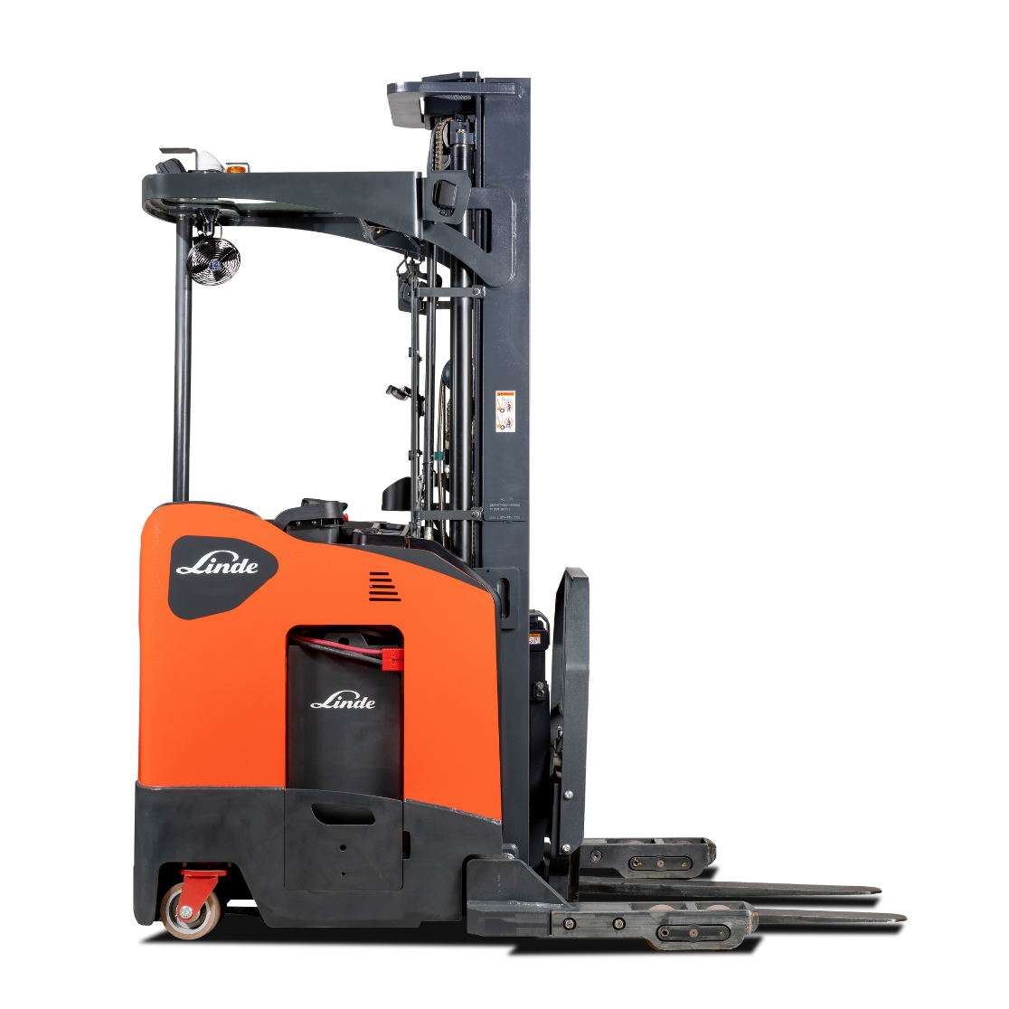 Linde electric ride on reach truck